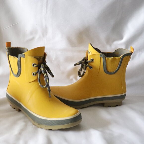 Wind River Womens Yellow Sz 8 Pull On Lace Up Rubber Waterproof Rain Boots - Picture 1 of 9